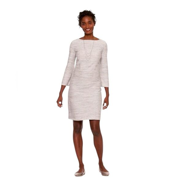 Old Navy Textured Marled Gray Sheath Dress Boat Neck Bell Sleeve Women Small New - Picture 1 of 15